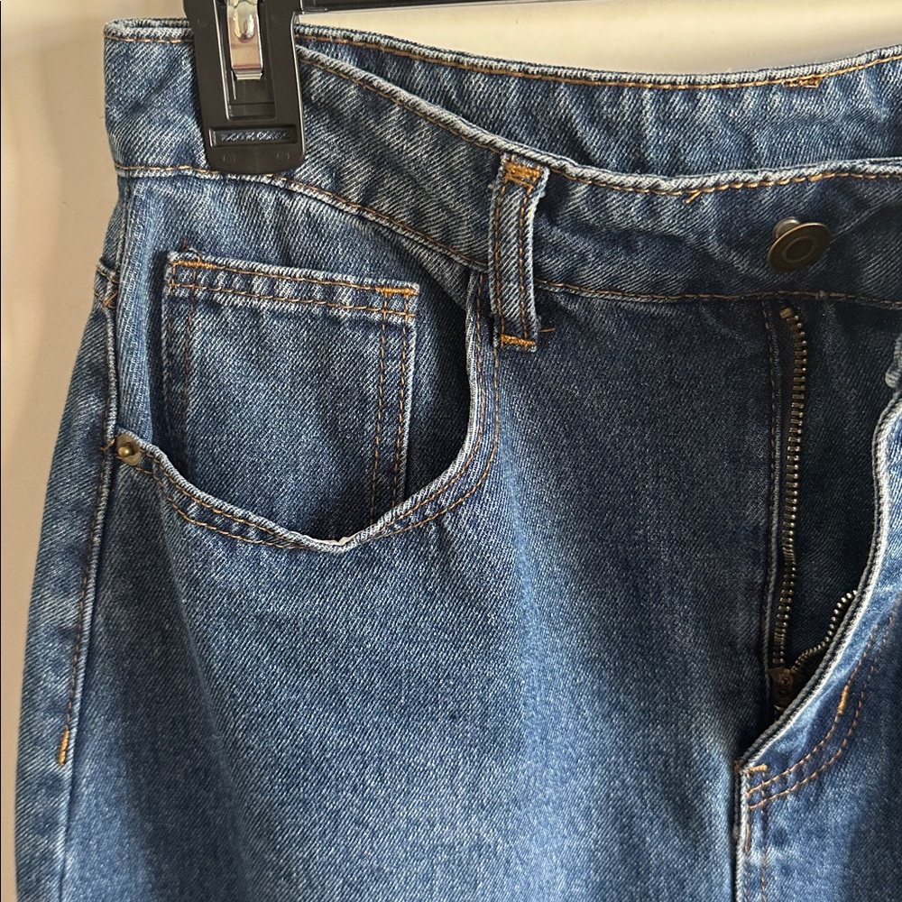 Like New Mayblanc Jean Denim Midi Skirt With Slit Size Medium - Picture 6 of 8
